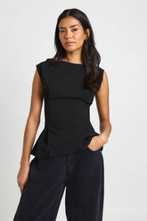 Bengaline Cinched Waist Sleeveless Top