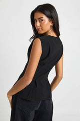 Bengaline Cinched Waist Sleeveless Top