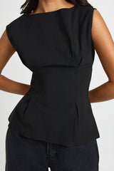Bengaline Cinched Waist Sleeveless Top