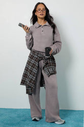 Washed Funnel Neck Sweatshirt Tracksuit