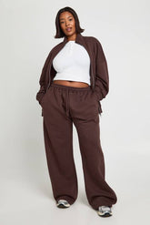 Plus Double Ended Zip Funnel Neck Sweatshirt Tracksuit