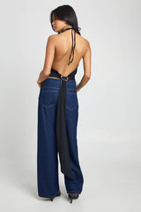Sculpting Matte Slinky Cinched Waist Halterneck Top