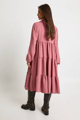 Textured Tiered Midi Smock Dress