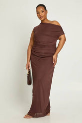 Plus Off The Shoulder Mesh Maxi Dress