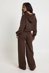 Deep Hem Crop Top 3 Piece Hooded Tracksuit