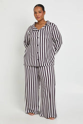 Plus Stripe Long Sleeve Shirt & Trouser Pyjama Set