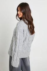 Drop Shoulder All Over Cable Oversized Knitted Jumper