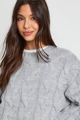 Drop Shoulder All Over Cable Oversized Knitted Jumper