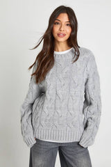 Drop Shoulder All Over Cable Oversized Knitted Jumper