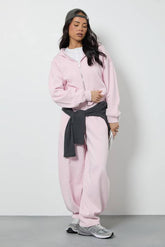 Boxy Zip Through Hoodie And Barrel Leg Jogger Tracksuit