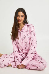 Turkey Wine Print Long Sleeve Top & Trousers Pyjama Set