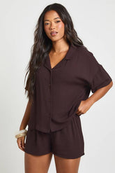 Essentials Oversized Linen Look Short Sleeve Shirt