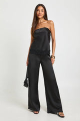 Satin Lace Contrast Loose Fit Bandeau