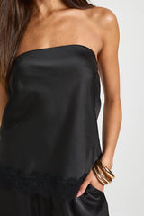Satin Lace Contrast Loose Fit Bandeau
