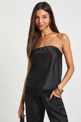 Satin Lace Contrast Loose Fit Bandeau