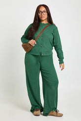 Plus Rib Wide Leg Trousers