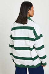 Plus Stripe Soho London Oversized Collared Jumper
