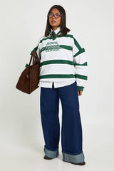 Plus Stripe Soho London Oversized Collared Jumper