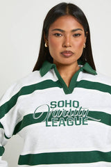 Plus Stripe Soho London Oversized Collared Jumper