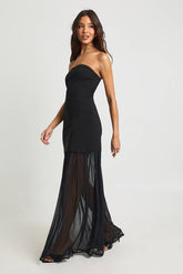 Bandeau Sheer Hem Maxi Dress