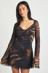 Petite Animal Long Sleeve Skater Dress