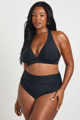 Plus Essentials Plunge Halterneck Bikini Top