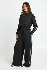 Side Stripe Off Shoulder Straight Leg Tracksuit
