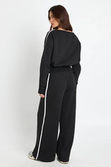 Side Stripe Off Shoulder Straight Leg Tracksuit