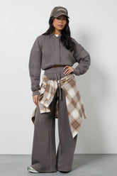 Bomber Sweatshirt Deep Hem Jogger Tracksuit