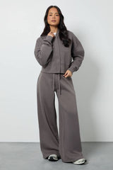 Bomber Sweatshirt Deep Hem Jogger Tracksuit