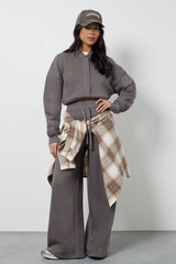 Bomber Sweatshirt Deep Hem Jogger Tracksuit