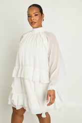Plus Chiffon Ruffle Smock Dress