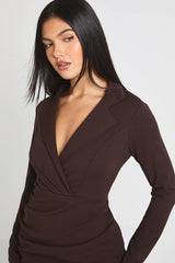 Wrap Long Sleeve Blazer Dress