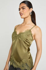 Lace Trim Satin Cami Top