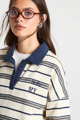 Striped Oversized Rugby Sweatshirt