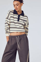 Striped Oversized Rugby Sweatshirt