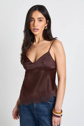 Satin Tie Back Lace Cami Top