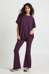 Two Tone Rib Flared Legging & Top Co Ord