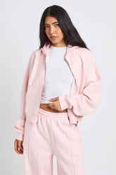 Tall Boxy Balloon Sleeve Oversized Zip Through Hoodie