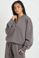 Petite Bomber Jacket Wide Leg Jogger Tracksuit
