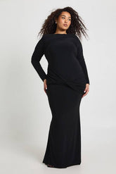 Plus Twist Detail Long Sleeve Maxi Dress