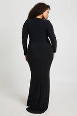 Plus Twist Detail Long Sleeve Maxi Dress