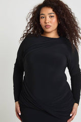 Plus Twist Detail Long Sleeve Maxi Dress