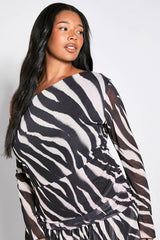 Plus Zebra Asymmetric Skater Dress