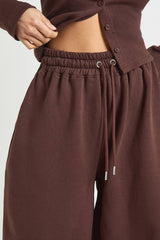 Petite Rib Button Through Long Sleeve Top Tracksuit