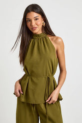 Chiffon Belted Halterneck Top