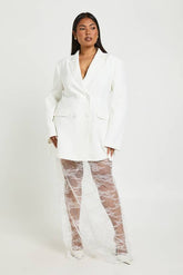 Plus Lace Hem Blazer Dress