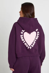 Love Club Puff Print Zip Through Boxy Hoodie