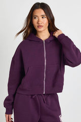 Love Club Puff Print Zip Through Boxy Hoodie