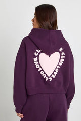 Love Club Puff Print Zip Through Boxy Hoodie